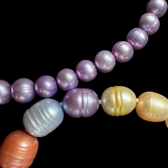 Honora 20” Multicolor Freshwater Pearl Necklace + Stretch Bracelets Sterling 925 - Picture 9 of 16